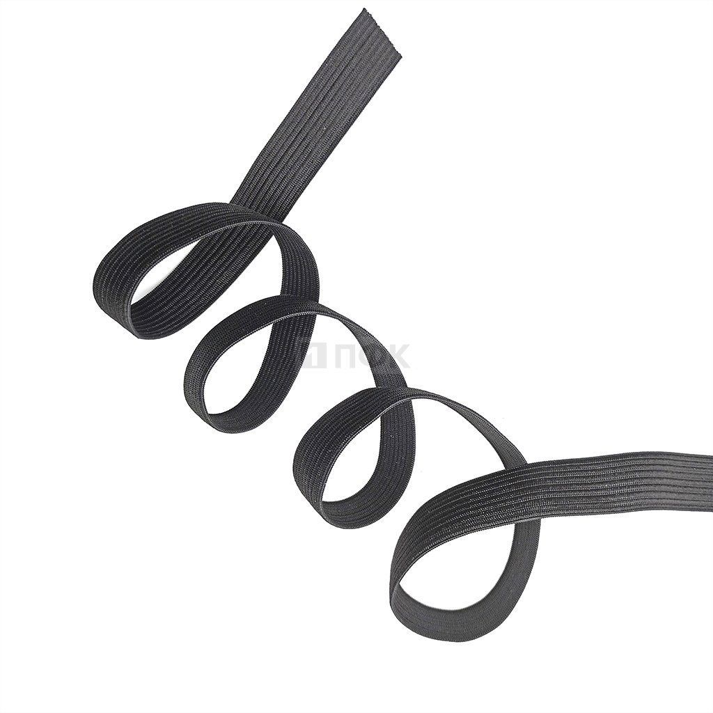 Резинка вязанная 15мм 6 гр/м цв черный (рул 40м/уп 400м)