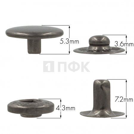 Кнопка для одежды 12,5мм Альфа нерж цв никель тем (уп 1440шт) STORM 