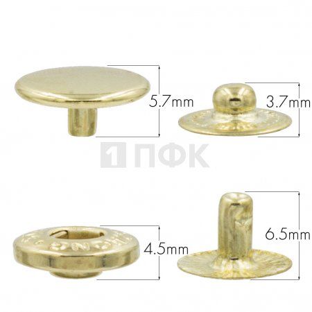 Кнопка для одежды 12,5мм Альфа сталь цв золото (уп 1440шт) STRONG