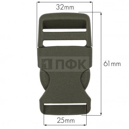 Фастекс A-25 (защелка-трезубец) ПА 25мм цв хаки (уп 1000шт)