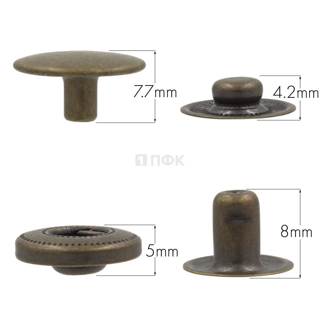 Кнопка для одежды 15мм Альфа сталь цв антик (уп 720шт) NEW STAR