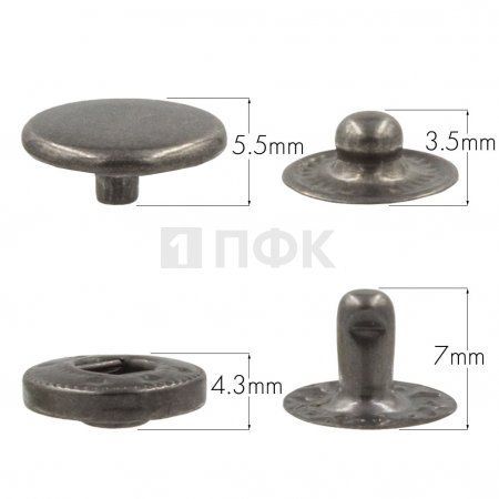 Кнопка для одежды 12,5мм Альфа нерж цв никель тем (уп 1440шт) NEW STAR