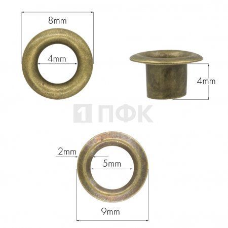 люверсы №2 4мм латунь цв антик (уп 5000шт) 