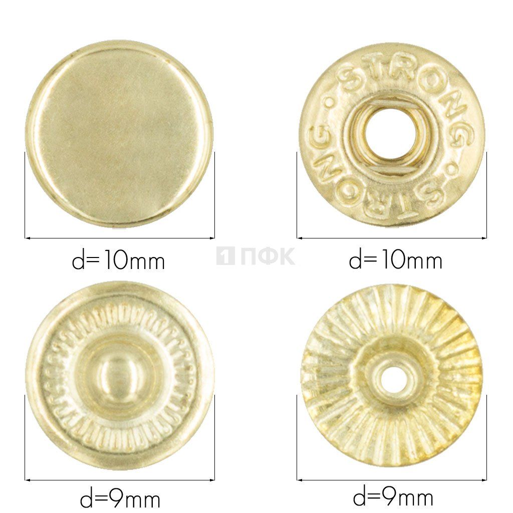 Кнопка для одежды 10мм Альфа латунь цв золото (уп 1440шт) STRONG — ПФКР Кнопка для одежды 10мм Альфа латунь цв золото (уп 1440шт) STRONG