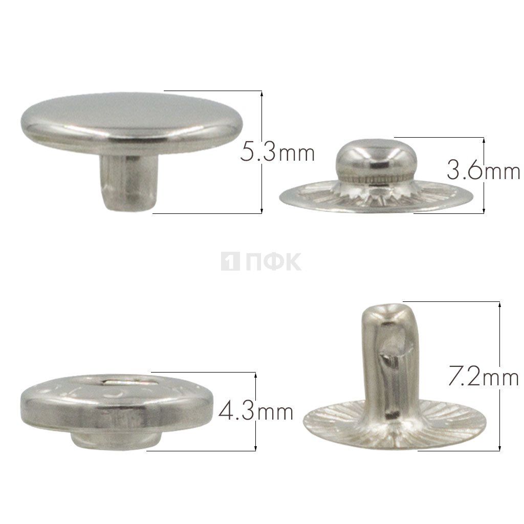Кнопка для одежды 12,5мм Альфа нерж цв никель (уп 1440шт) STORM