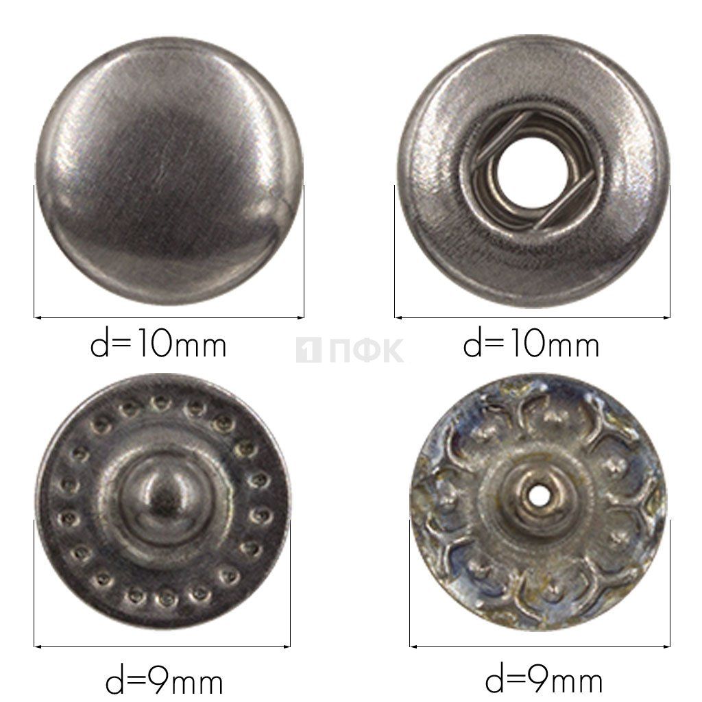Кнопка для одежды 10мм Альфа сталь цв никель тем (уп 1440шт) NEW STAR