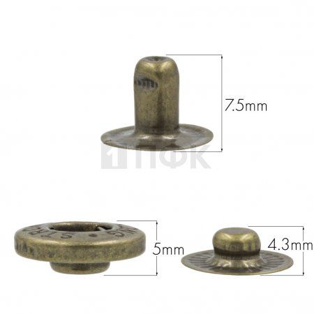 3 Части кнопки для одежды 15мм Альфа латунь цв антик (уп 720шт) STRONG