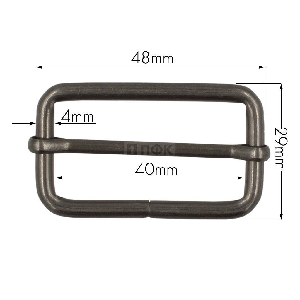 Пряжка регулировочная 40мм (толщ 4мм) цв никель тем (уп 200шт) — ПФКР Пряжка регулировочная 40мм (толщ 4мм) цв никель тем (уп 200шт)
