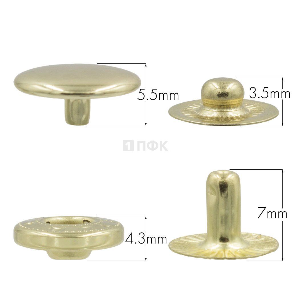 Кнопка для одежды 12,5мм Альфа латунь цв золото (уп 1440шт) NEW STAR