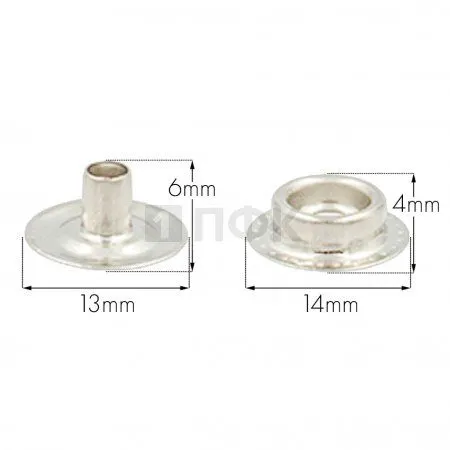 Кнопка для одежды 15мм №61 латунь цв никель (уп 1000шт) 2 части ПФК