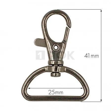 Карабин 25мм металл поворотный цв никель темный (уп 200шт) 