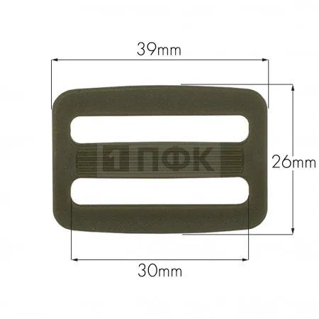 Пряжка двухщелевая пластик 30мм ПП цв хаки (уп 1000шт/20000шт) ПФК