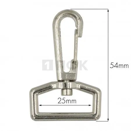 Карабин 25*54мм металл поворотный цв никель (уп 200/2000шт) (A) 
