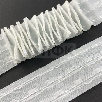 Шторная тесьма 60мм №060 BAKLAVA цв белый (рул 50м)