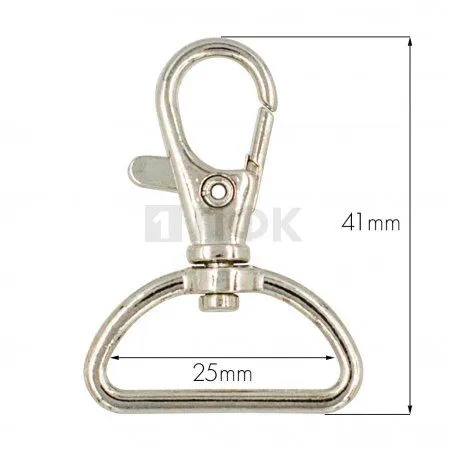 Карабин 25мм металл поворотный цв никель (уп 200шт) 